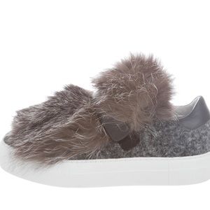 MONCLER FUR SNEAKERS 37 gray